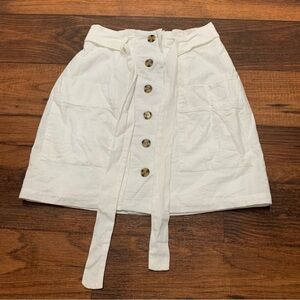 Hesperus white cotton cargo mini skirt cargo pockets and belt Sz S, Lined